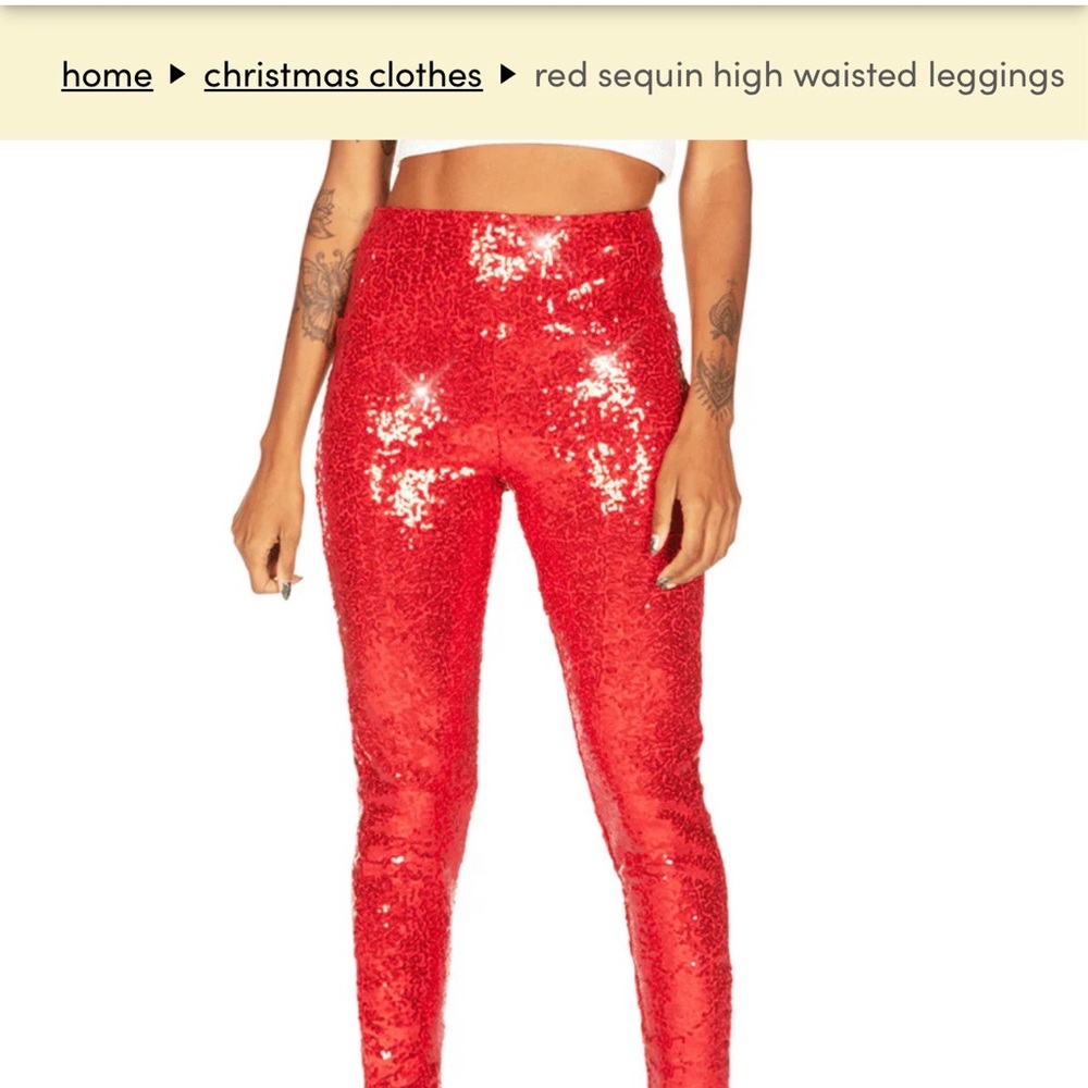 Tipsy Elves Red Sequin High Waisted Leggings